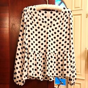 Loft polka dot ruffle peplum blouse